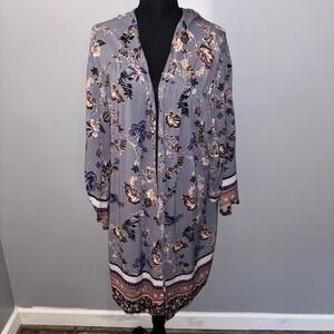 Angie Blue Floral Kimono Women's 3XL Boho Resortwear Artsy Hippie Beach